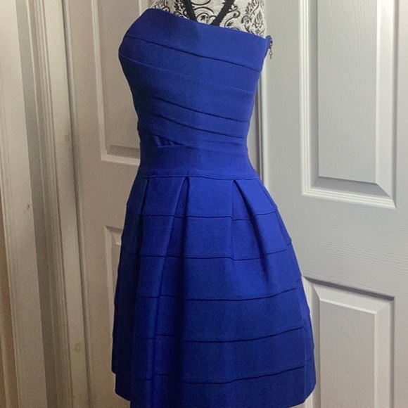 Pleasure Doing Business Strapless Royal Blue Dress Bandage Formal M Mini - Picture 5 of 10